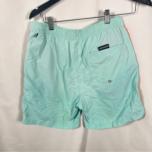 Quiksilver Retro Swim Trunks — Aqua w/ Rainbow Stripe (M) Surf Board Shorts - Picture 10 of 14